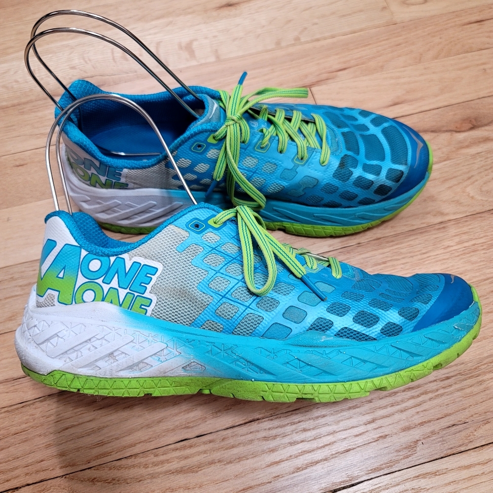 Hoka One One W Clayton Blue Green Running Shoes Women 11